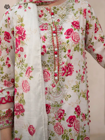 3-Piece Unstitched Luxury Digital Printed Lawn Suit - Image 3